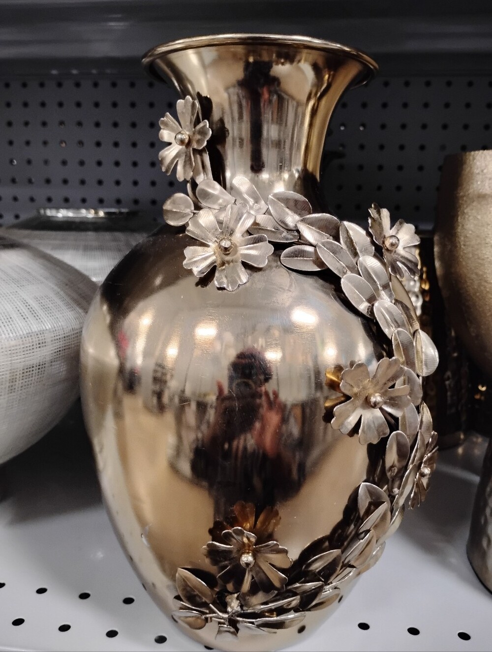 New Elegant Gold Floral Accent Vase - Home Accents